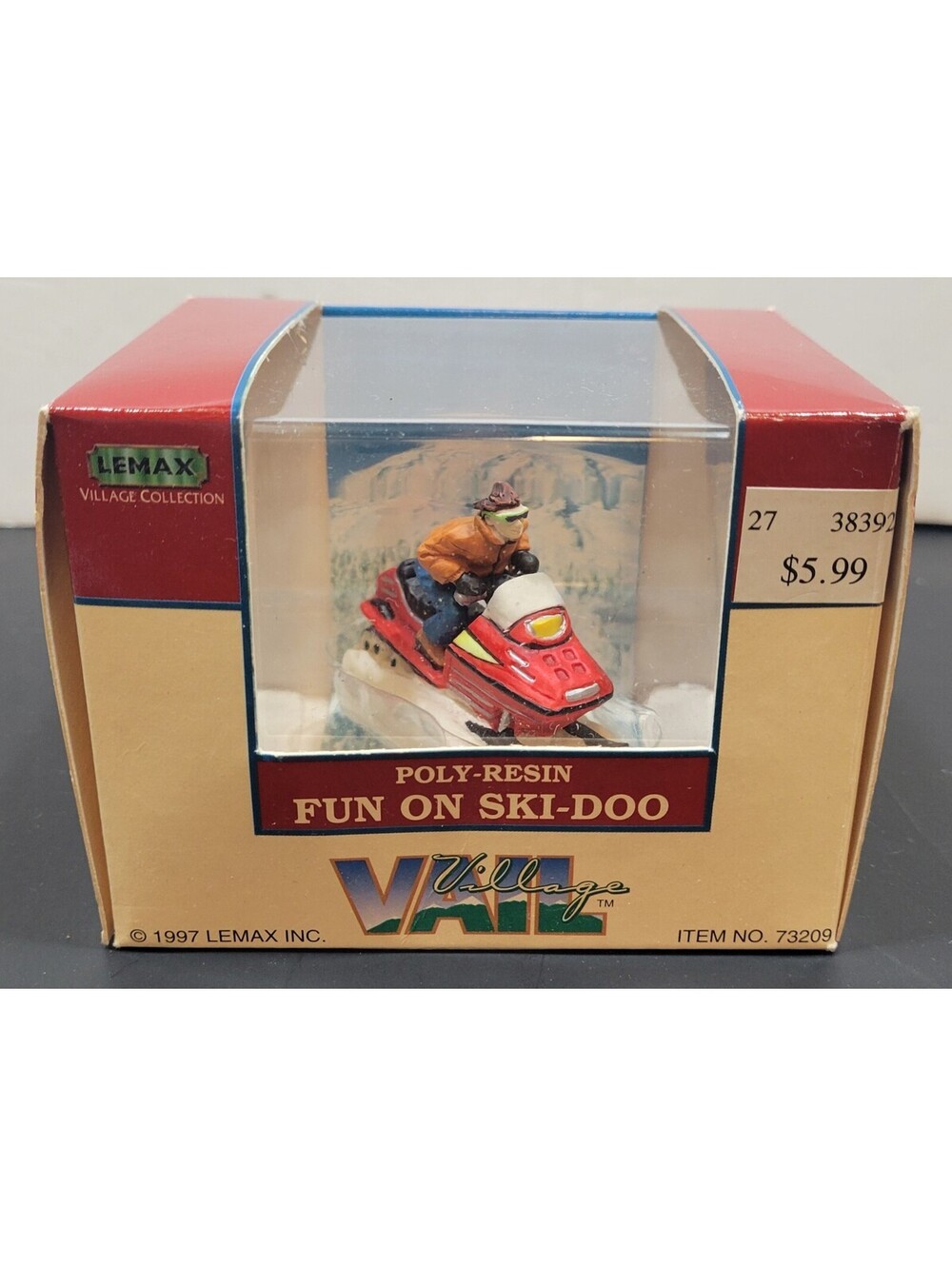 Vtg 1997 Lemax Christmas Vail Village Fun on Ski-Doo  Snow Sport No. 73209